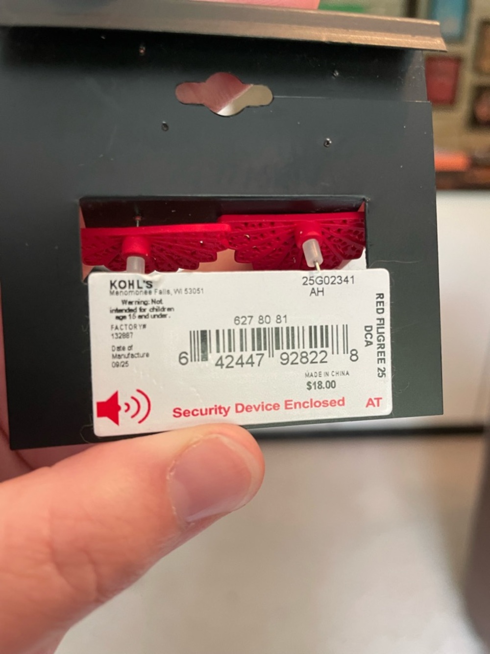 Simply Vera Vera Wang Red Filigree Flower/Rose Floater Earrings - NWT - Picture 5 of 10